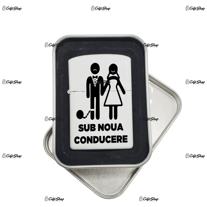Sub noua conducere, bricheta metalica gravata laser cu mesaj